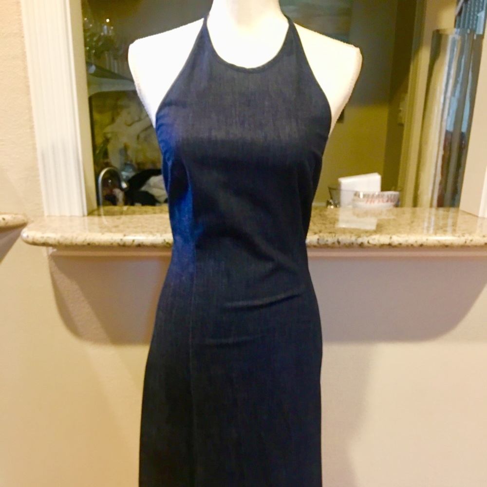 Denim Halter Dress with stretch